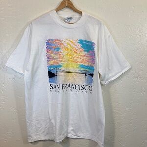 Vintage San Francisco Golden Gate Bridge Art 90s Single Stitch T-Shirt